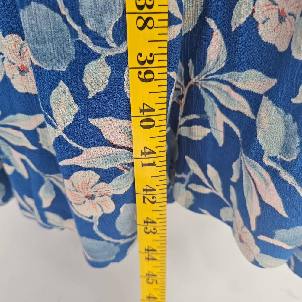 Faherty Blue Floral Smocked Waist Maxi Dress Sleeveless Scoop Neck Size L - Picture 8 of 10